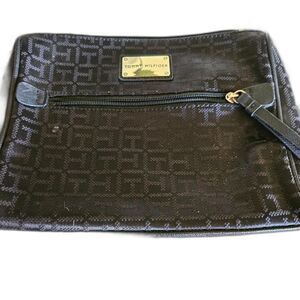 Tommy Hilfiger Small Makeup Bag Black Monogram Cosmetic‎ Organizer Travel Pouch